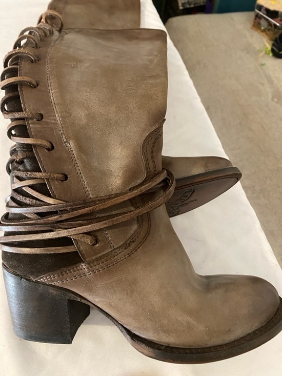 Freebird by Steven Shoes - Freebird by Steven Taupe Brown Lace-Up Leather Heeled Boots